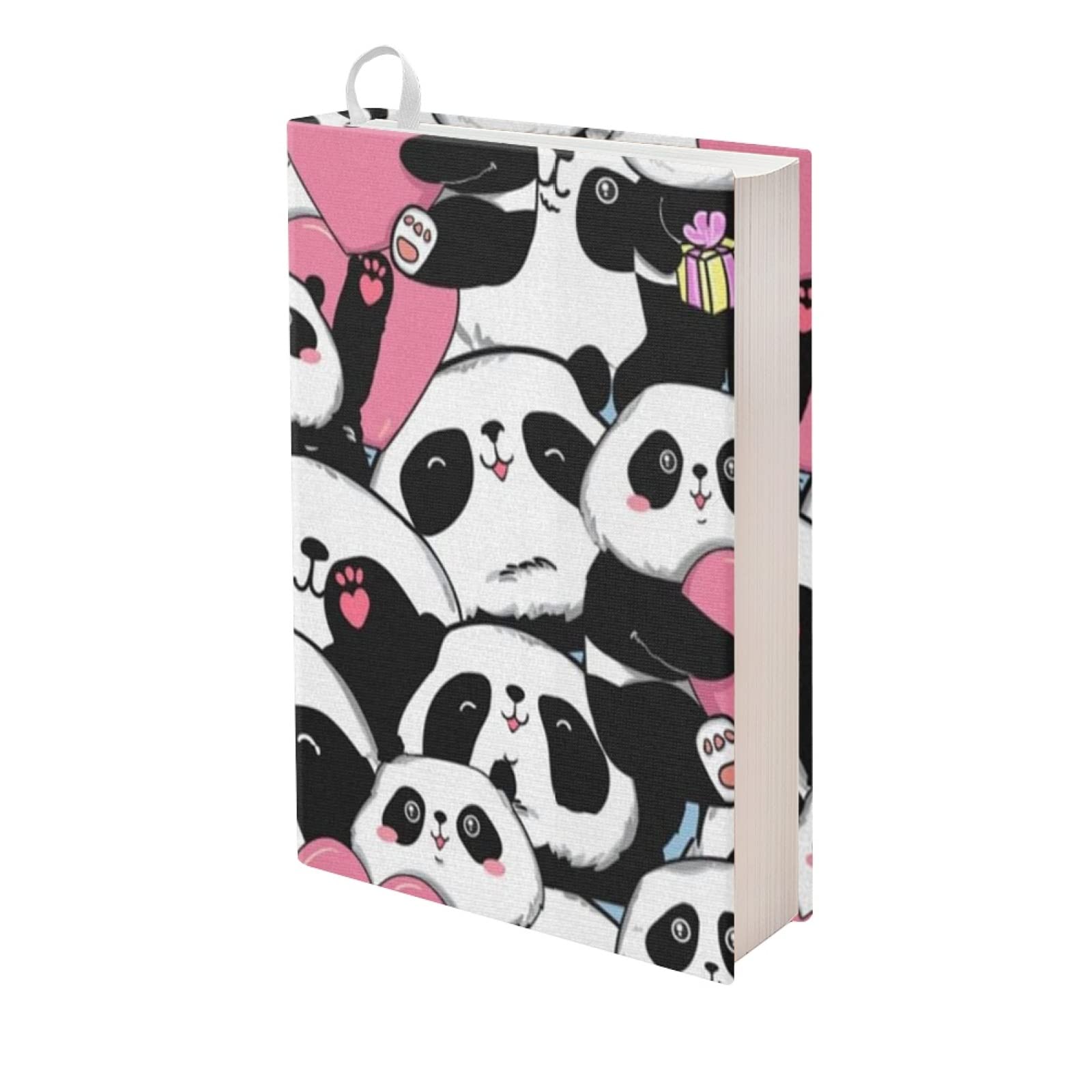 Kuiaobaty Cute Panda Bears Fabric Book Cover for Notebook,Novel, Cartoon Pandas Book Sleeve Slip on Dust Proof Jacket for Notebook