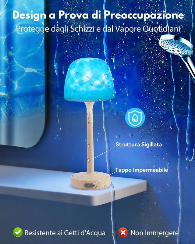Waterproof Mood Shower Lampe - Badezimmer Lichtprojektor mit 16 Farben Nordlicht & Akku Batterie. Wasserdicht LED Tischleuchte Touch & Fernbedienung für Bathroom und Badewannen Badezimmerbeleuchtung