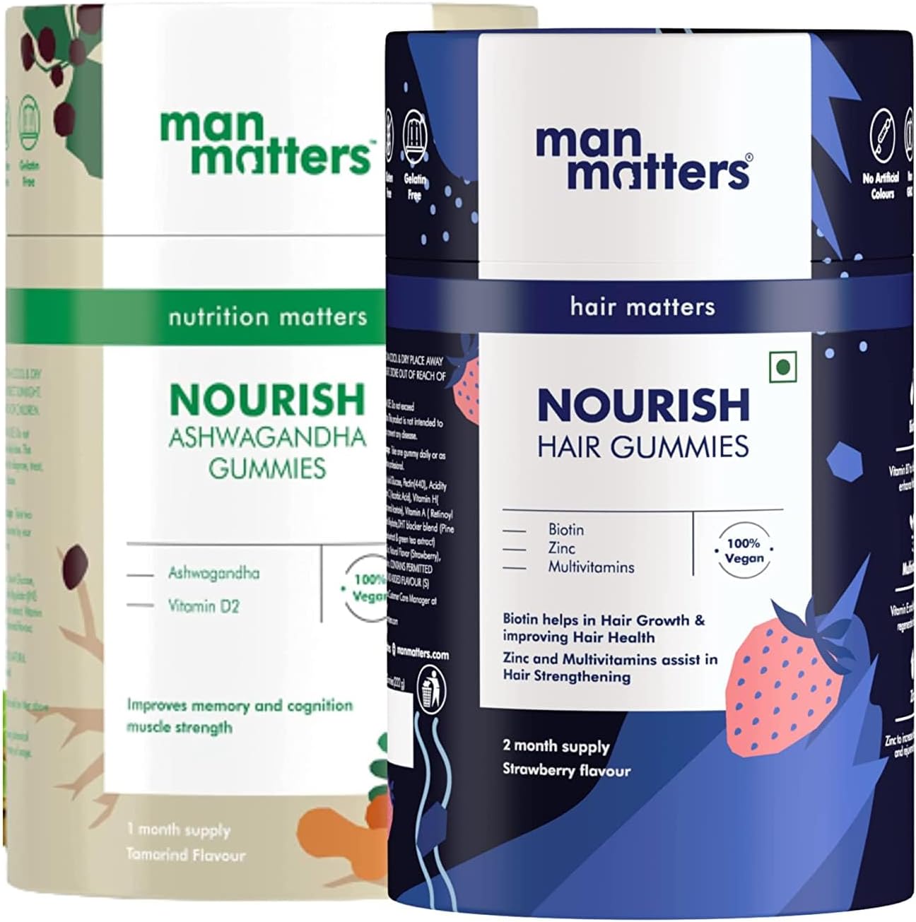 Green Velly Man Matterrs Ashwagandha & Biotin Gummies For Men | 120 Gummies | With KSM 66 Ashwagandha | Energy and Immunity Booster | Nourishes Hair | With Vitamin A, Vitamin C, Vitamin E, Zinc & DHT Blocker