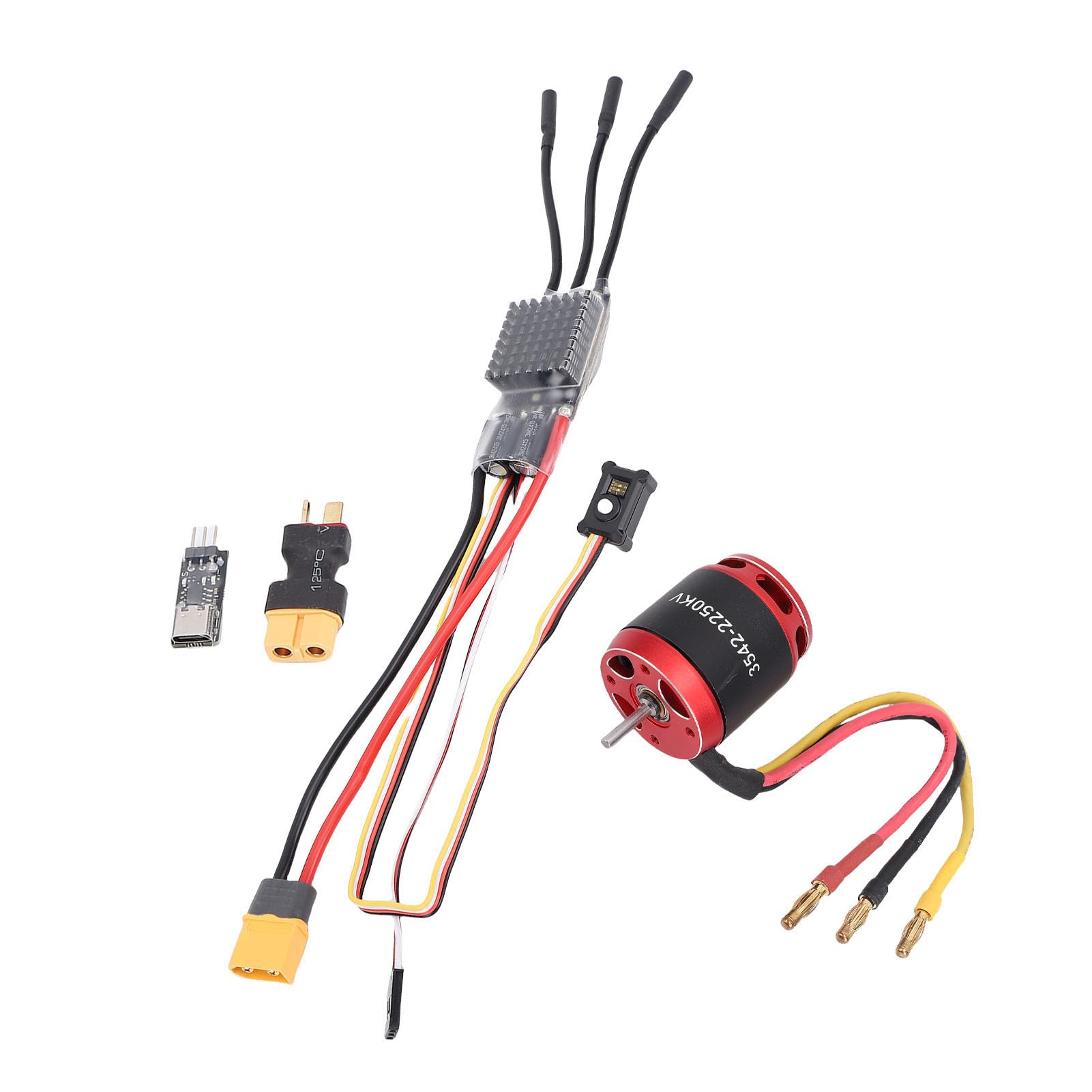 Pongnas RC-Brushless-Antriebsstrang-Kombination für Axial SCX10 – 3542-Brushless-Motor + 80-A-Regler mit Vorverdrahteten Kabeln, Programmierung und BEC – Verbessertes Crawler-Antriebssystem für /10 RC