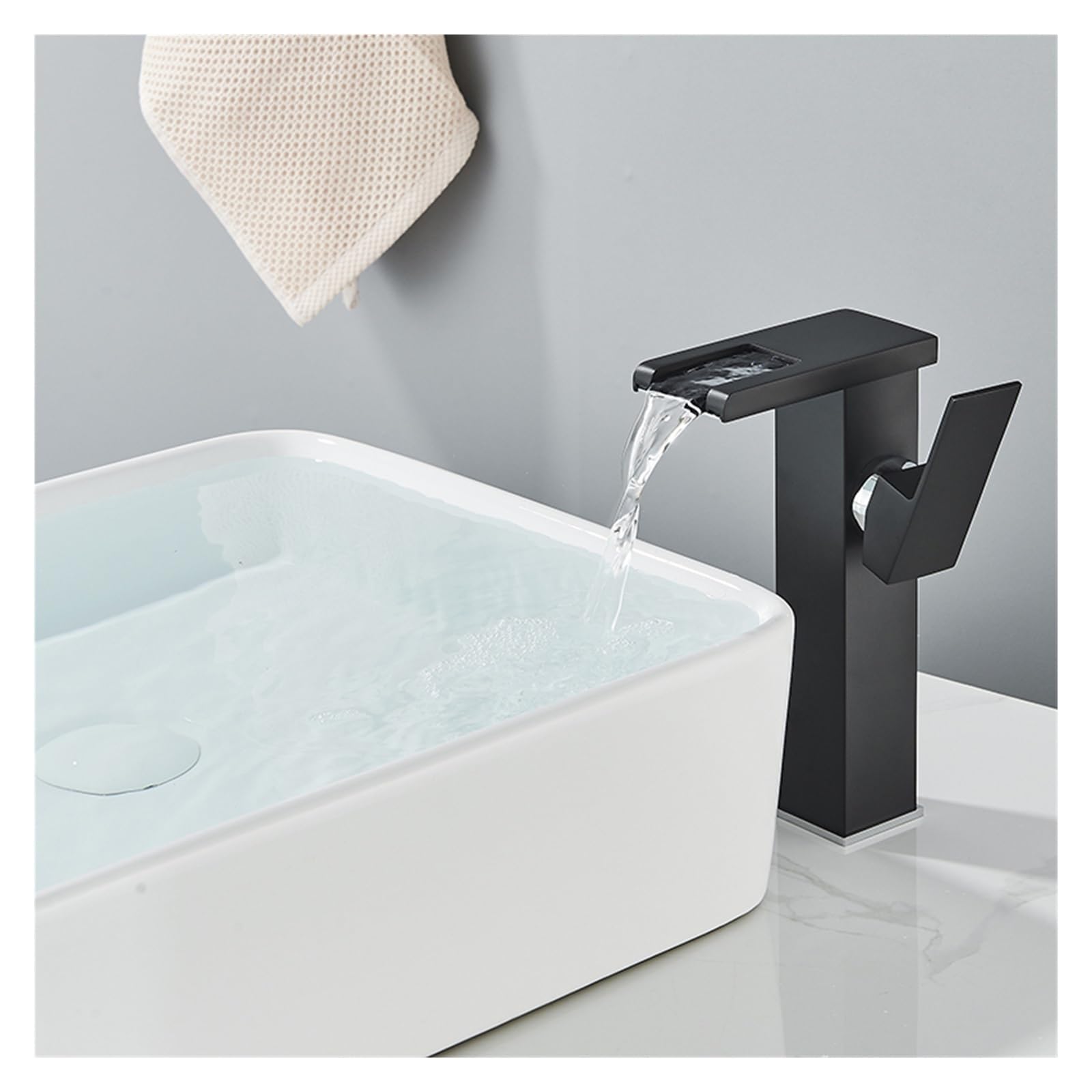 Robinet de lavabo noir mat au design LED de luxe pour salle de bains moderne