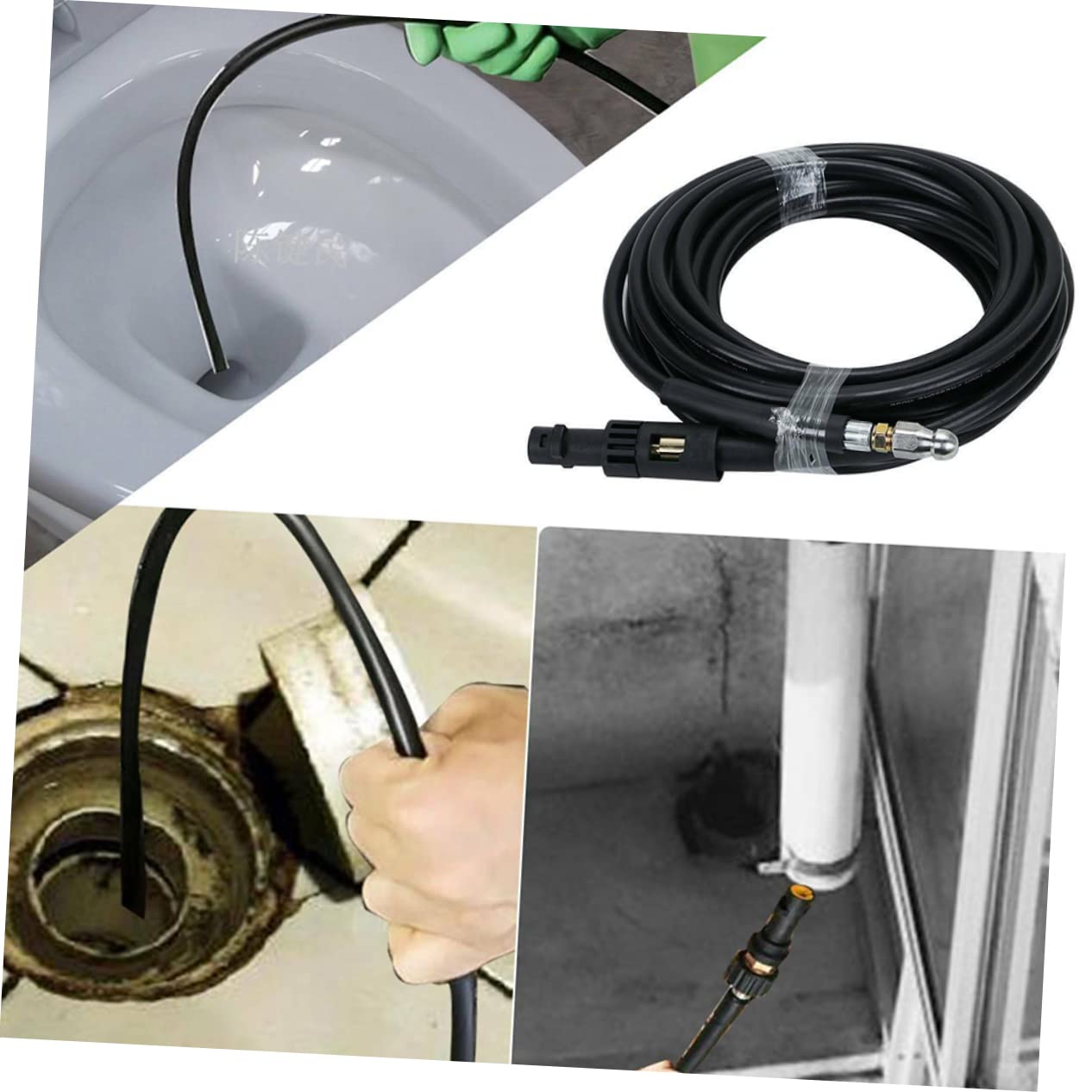 POPETPOP 15m Tapón De Limpieza De Manguera Para Desagüe Manguera De Desagüe De Alcantarillado Para Limpieza De Tuberías y Drenaje De Agua Coches y Jardines
