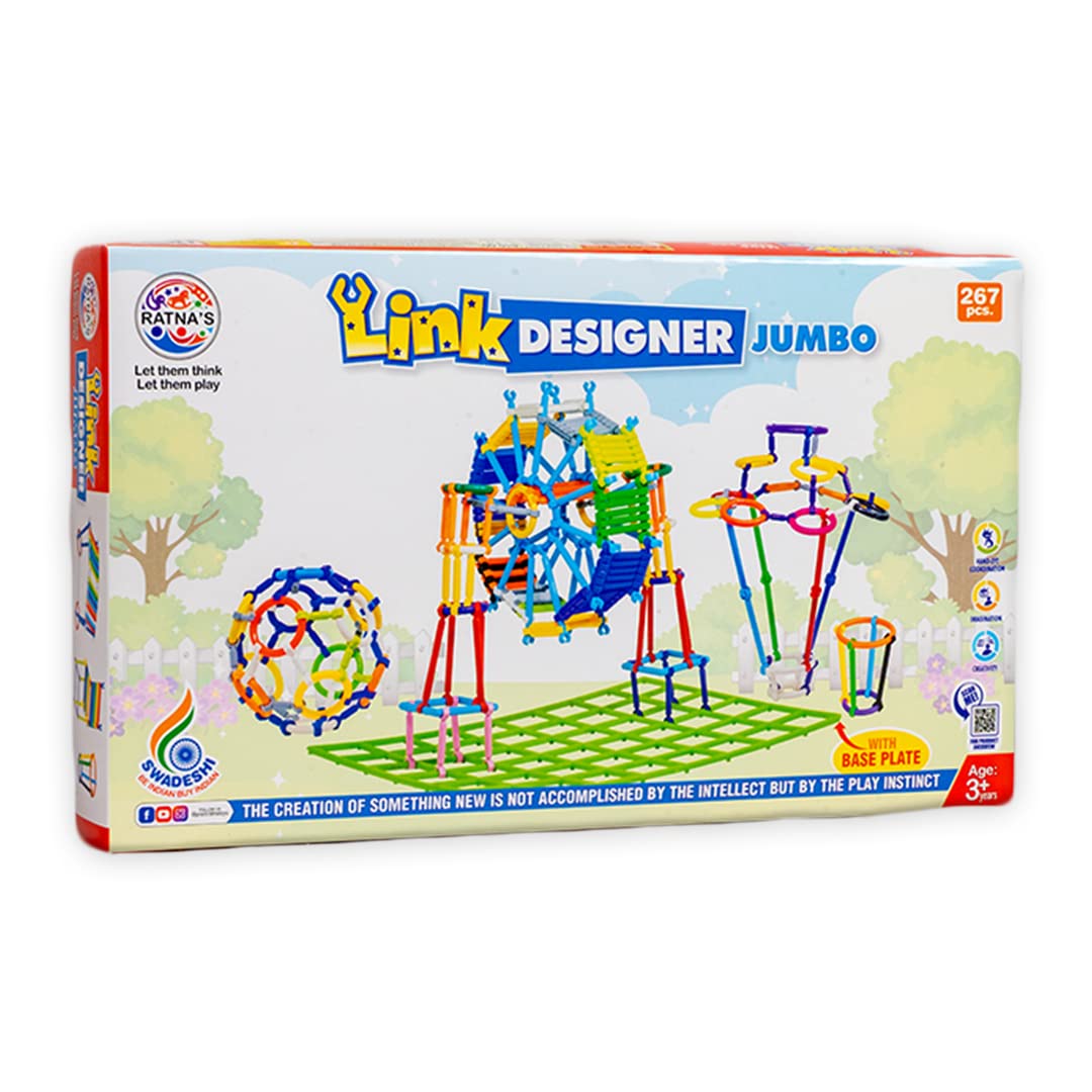 RATNAS Link Designer Jumbo DIY Assembly Colorful Stick Toys with Base Plate Educational Building Smart City Blocks for Kids (267 pcs) (B09TWQMR8L) Amazon Price History, Amazon Price Tracker