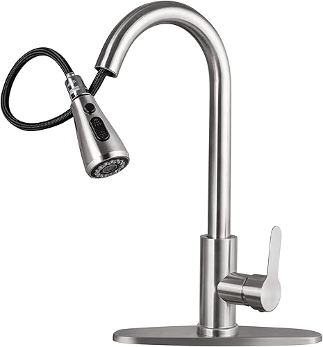 CILAIXI Grifo de fregadero de cocina para utilidad, grifos de cocina modernos con rociador extraíble, grifo de níquel cepillado (3 agujeros disponible en Yaxa Colombia