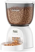 DUDUPET 5L Automatic Cat Feeder - Timed Dry Food Dispenser, Dual Power, 6 Programmable Meals for Cats & Puppies
