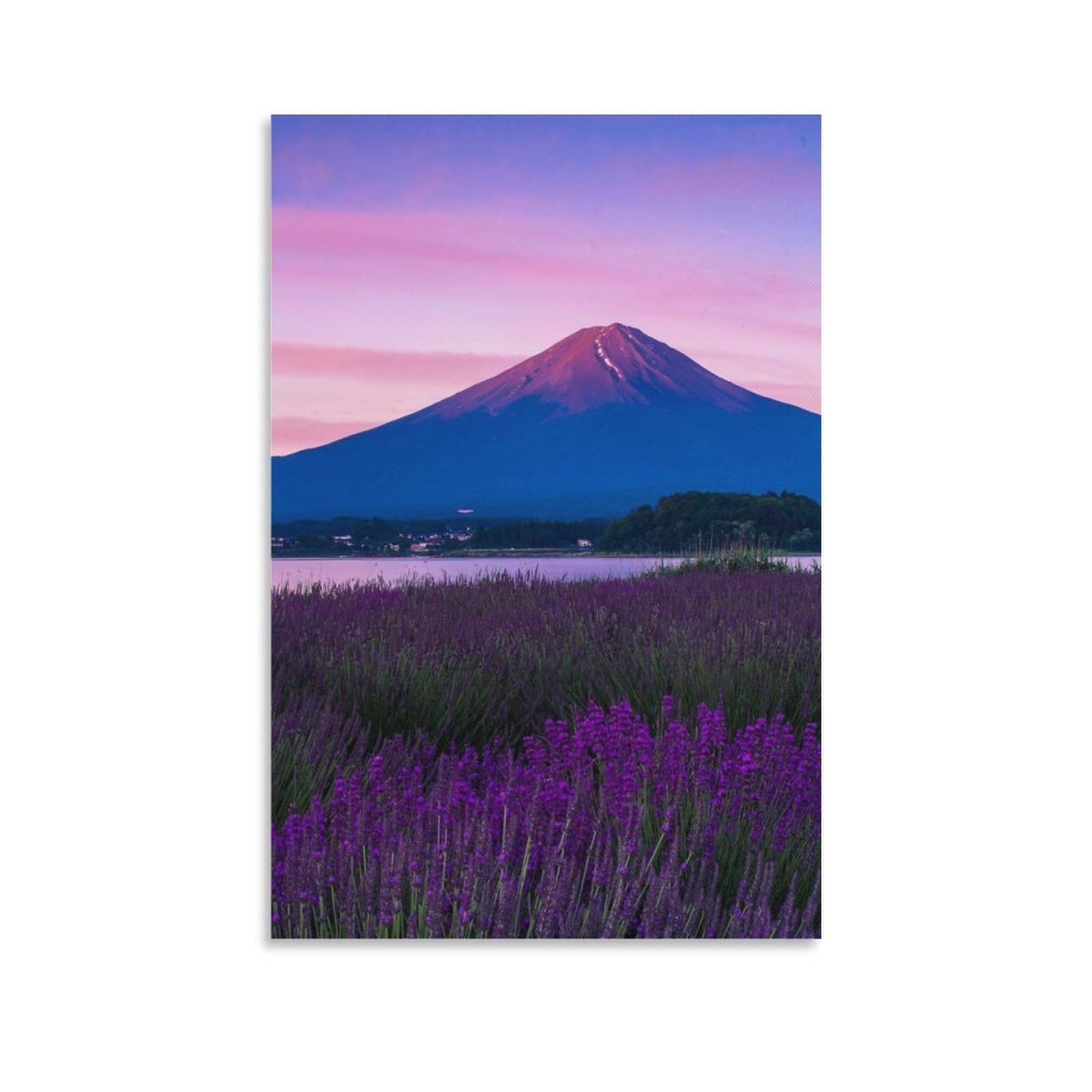 Amazon.co.jp: 富士山を望む紫色のラベンダー畑 アートパネル 日本の