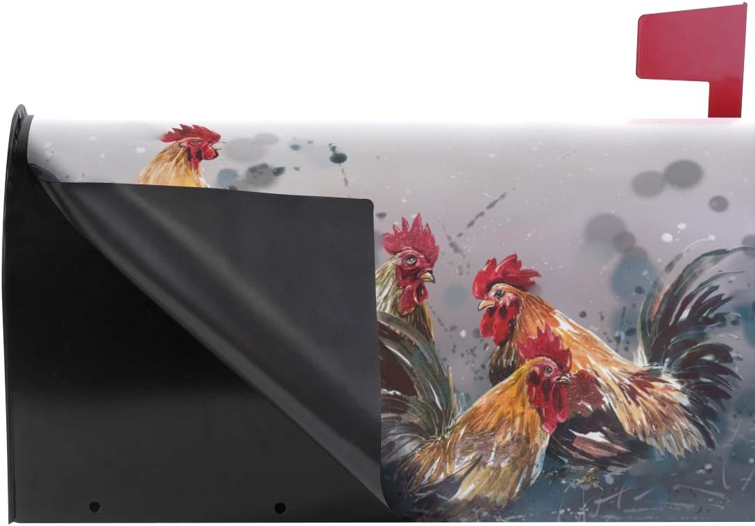 WOOR Watercolor Painting Chicken Magnetic Magnetic Mailbox Cover Standard Size for Garden Yard Outdoor Decorations-18 x 20.8"
