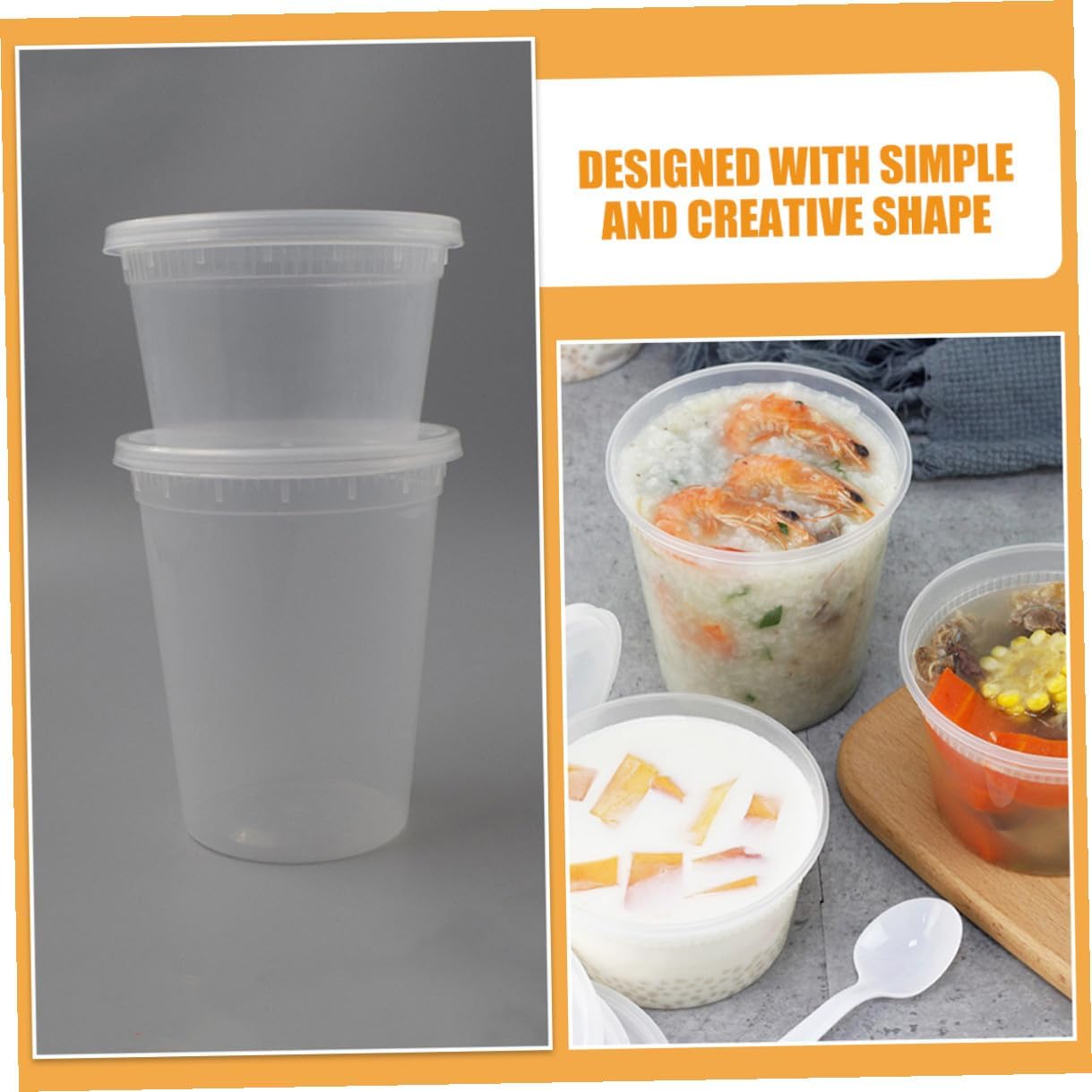HOMSFOU Disposable Soup Cups and Takeout Bowls 16oz 32oz Leakproof Food Containers with Lids for Hot and Cold Soups, Beverages, Meal Prep, 50pcs Set
