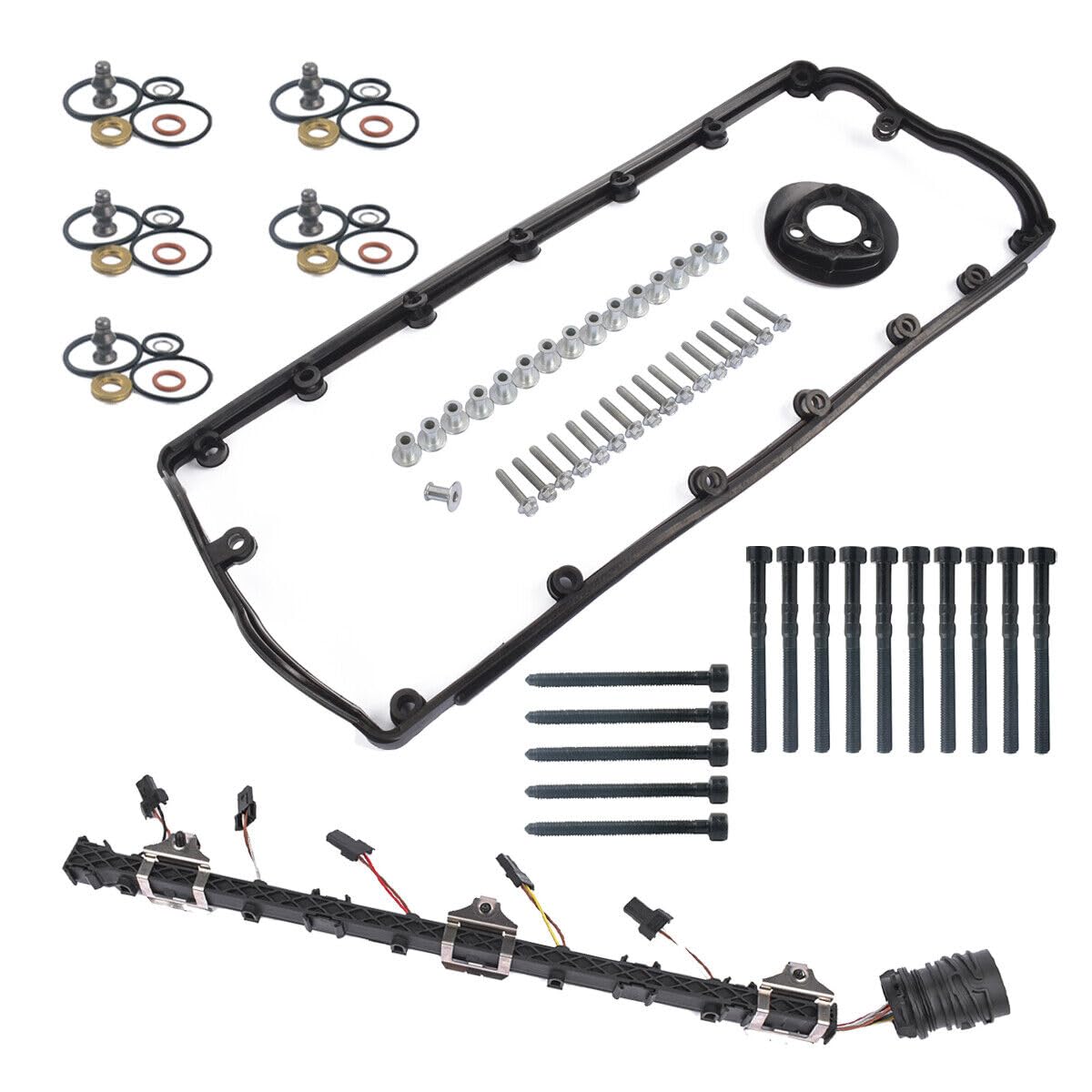 Compatibile con T5 Mul-tivan 2.5 TDI Cablaggio Pompa Ugello e Coperchio Valvola Guarnizione AXE AXD BAC 070971033