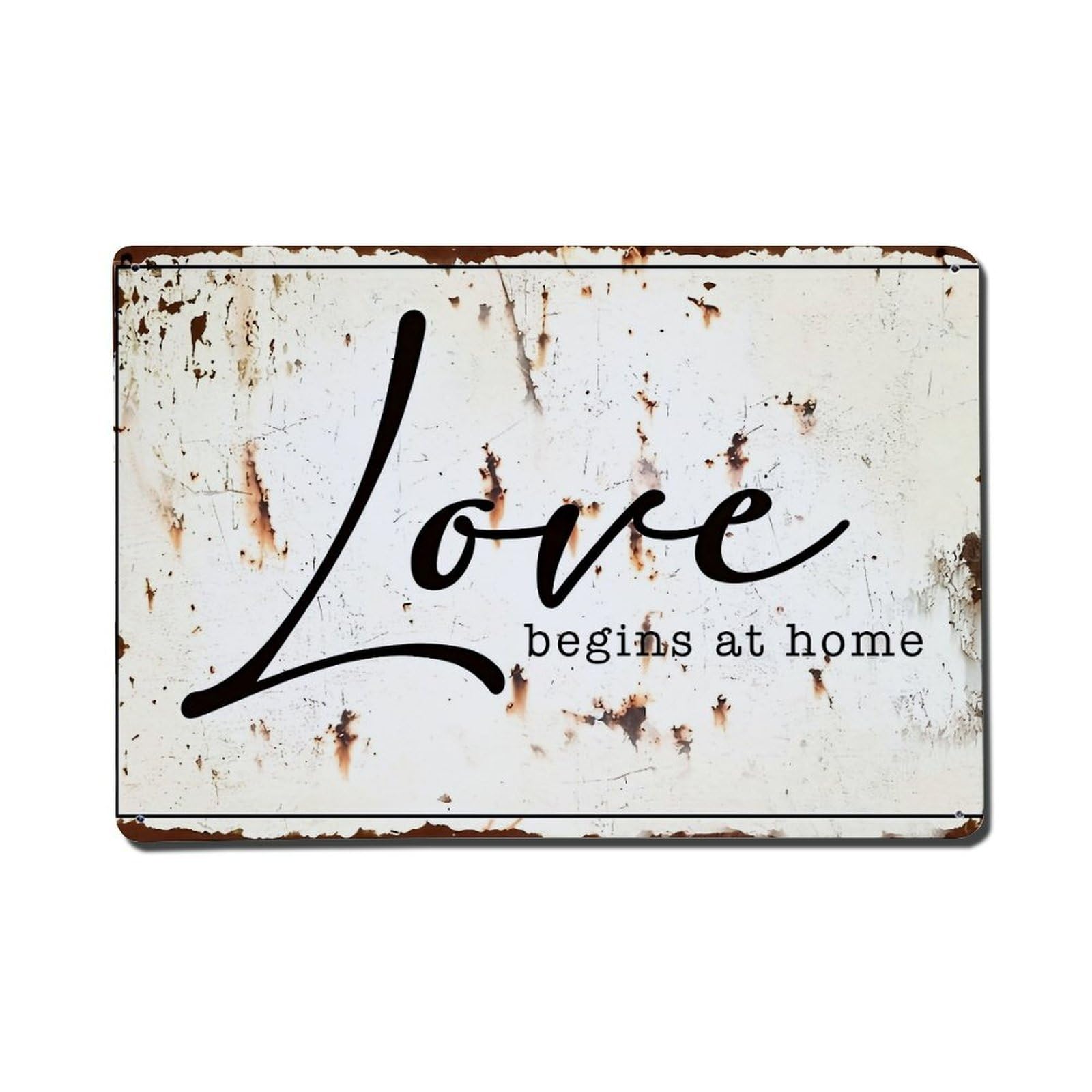 Nestemfo Vintage Love Begins At Home Sign Tin Sign Metal Sign, Living Room,Bar, Home, Bedroom Wall Decor,Retro Metal Poster 8X12 Inches