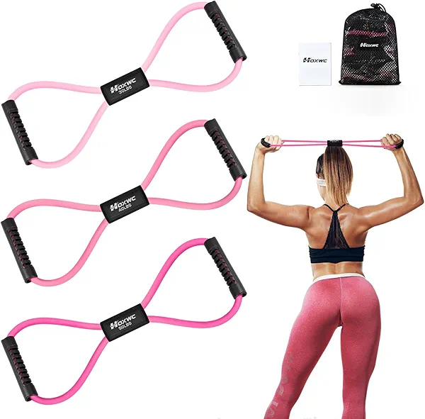 HOXWC Figure 8 Resistance Band, Exercise Bands for Back, 8 Shaped Resistance Bands for Arms, Shoulder, Leg Stretching, Physical Therapy, Yoga, Pilates, Home Gym Workout Equipment for Women Men