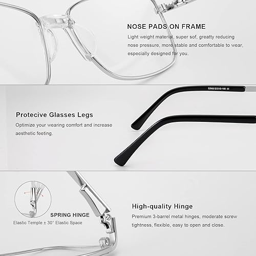 Miniatura 5 de RB. Pilot - Lentes de lectura para mujer, bloqueo de luz azul, lentes de computadora con bisagra de resorte, marco de metal, patas de acetato