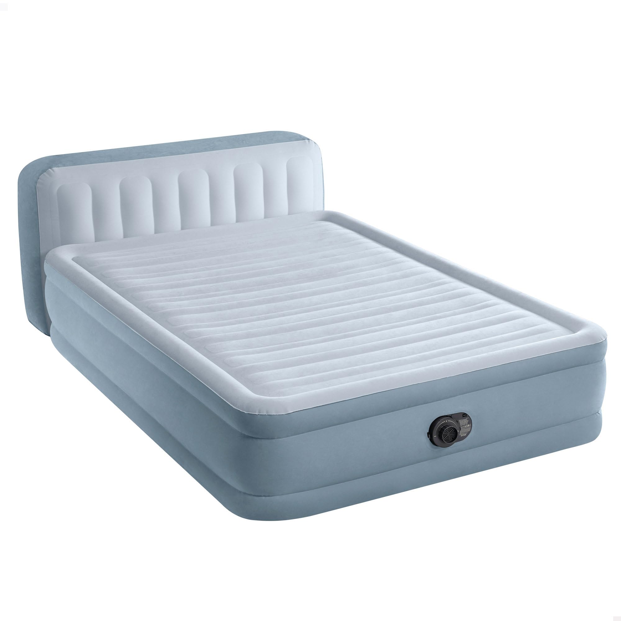 Intex 64450 Colchón Hinchable cabecero, Plush headboard, 152x236x46 cm, Matrimonio, para 2, Cabezal 86 cm Alto, Máx 272 kg, Material Flocado, Colchones hinchables