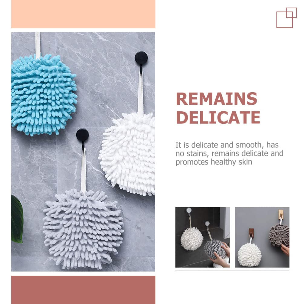 UPKOCH 3pcs Spherical Hand Towel Hanging Absorbent Towel Microfiber Fuzzy Ball Hand Dryer Quick Drying Towel for Kitchen Bathroom Home - Image 4
