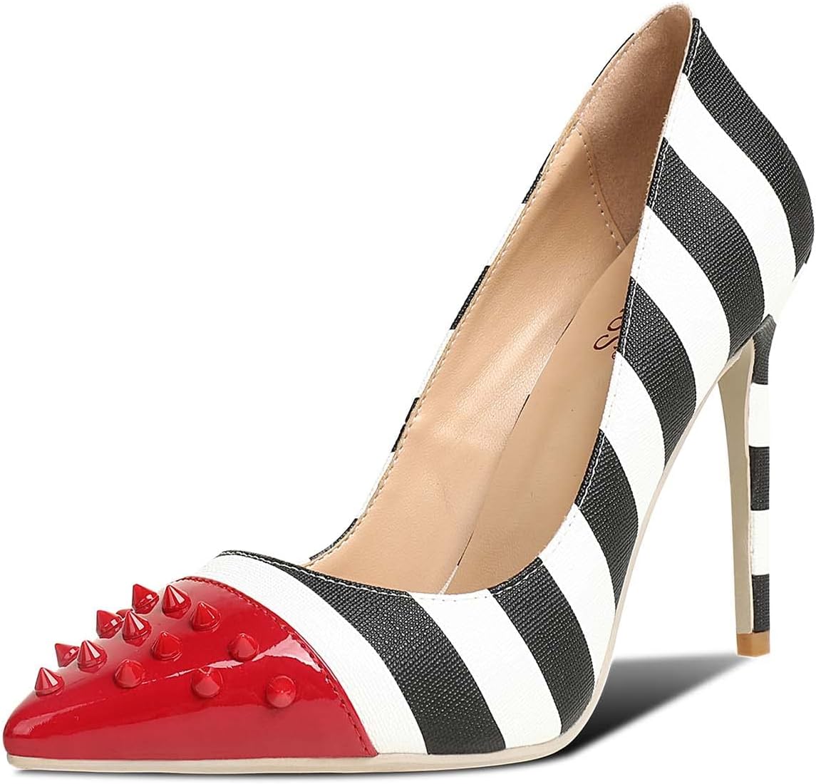 wetkiss Women's Pumps Stripped Heels Stripe Zebra Print Stiletto Heels Pointed Toe Slip on Sexy High Heel Pump Shoes for Women Ladies Female -10cm/3.94"