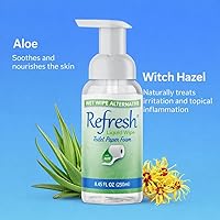 Vista 2 de Refresh Liquid Wipe Espuma de papel higiénico, alternativa ecológica a toallitas húmedas, limpia y calma con hamamelis y aloe, seguro
