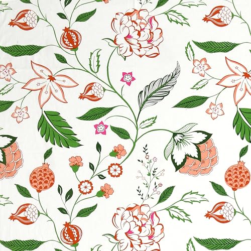 Image of BLOCKS OF INDIA Hand Block Printed 200 TC Cotton King Size Bedsheet, Orange Anar JAAL