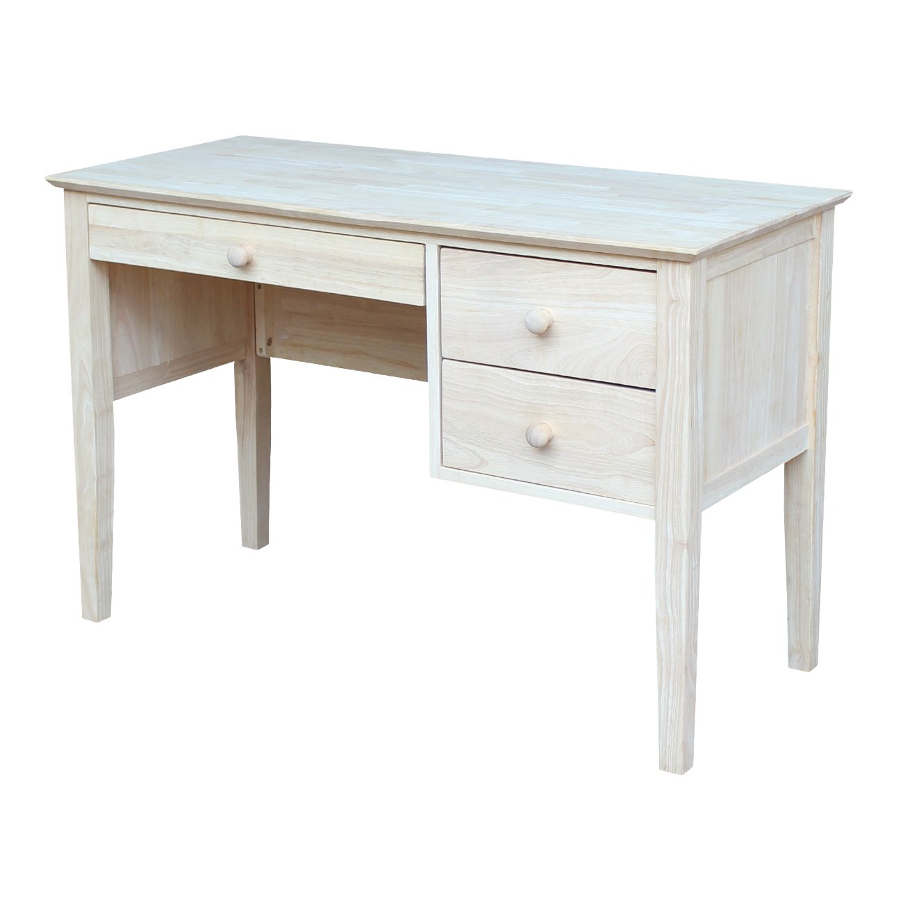IC International Concepts, Brooklyn Desk, Solid Real Wood, Sturdy Parawood, DIY, Paint/Stain Ready, Unfinished