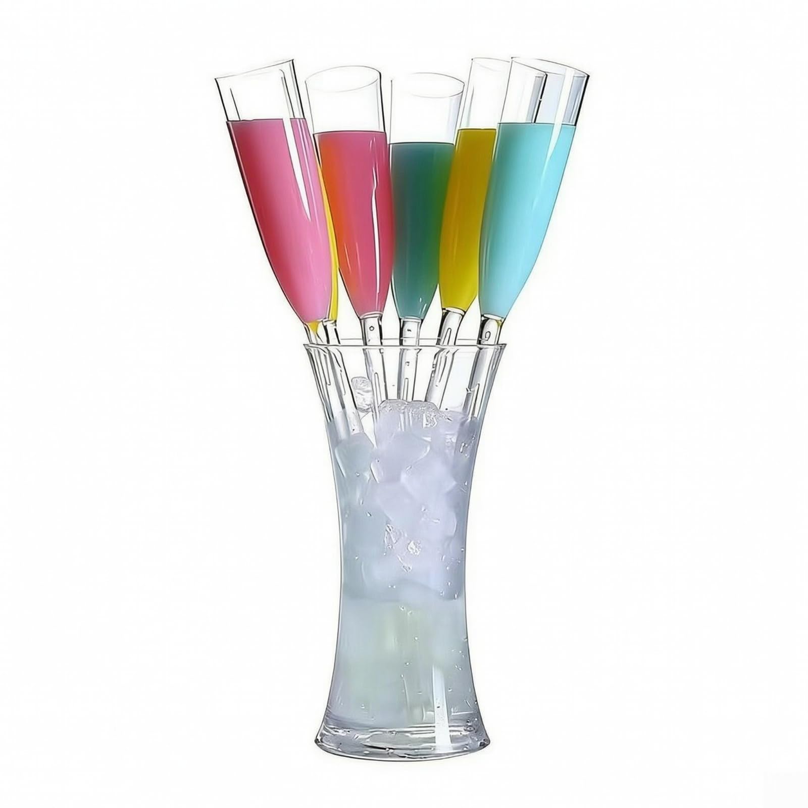 6 Pezzi Bicchiere con Base a Vita Rigidi Bicchiere con Stelo e Piede Integrato Resistente Agli Urti Bicchieri da Spumante per Bar, Celebrazioni, Trasparente