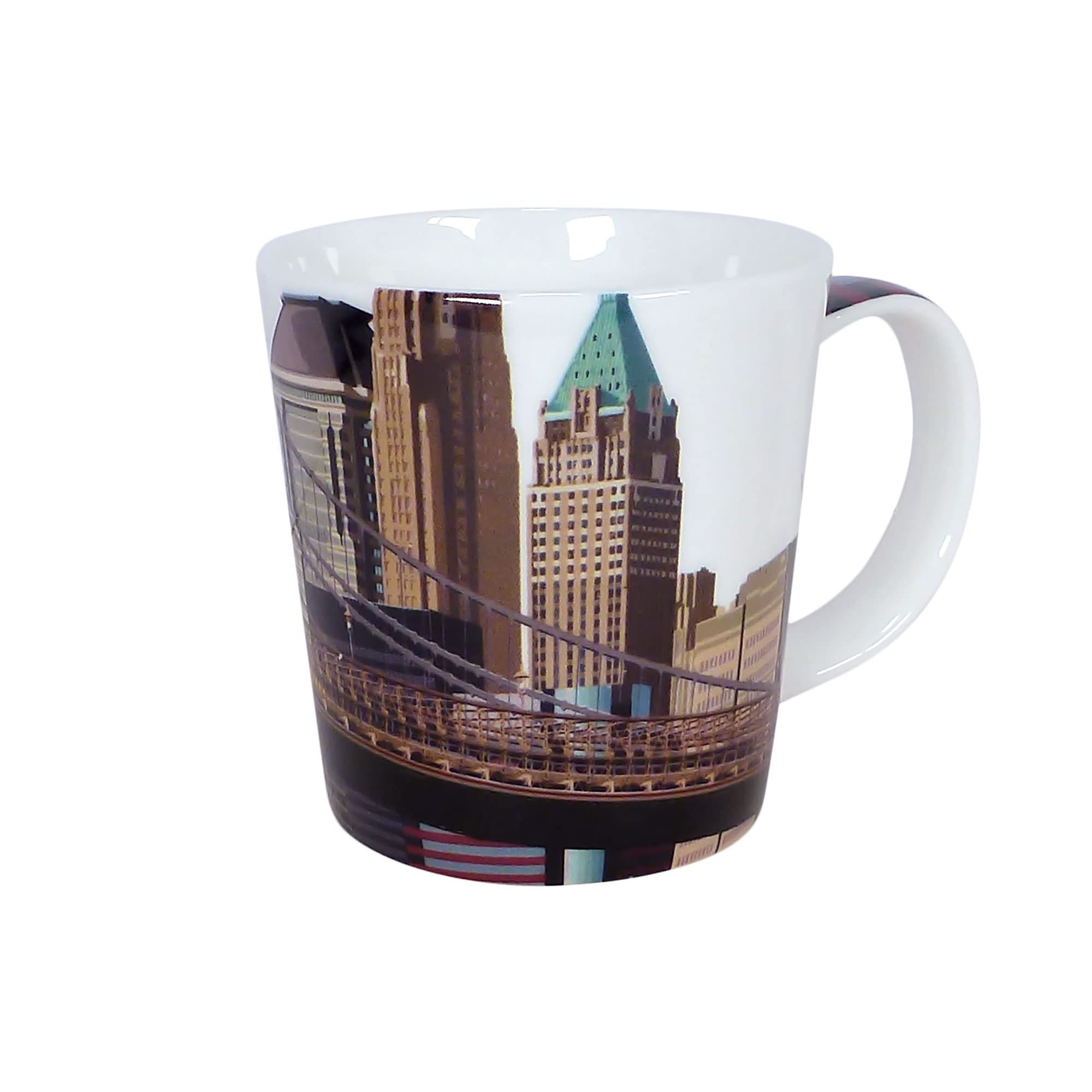 Leslie Gerry White New York Pier 17 Mug - Manhattan Skyline Gift, Bone China, 320Ml
