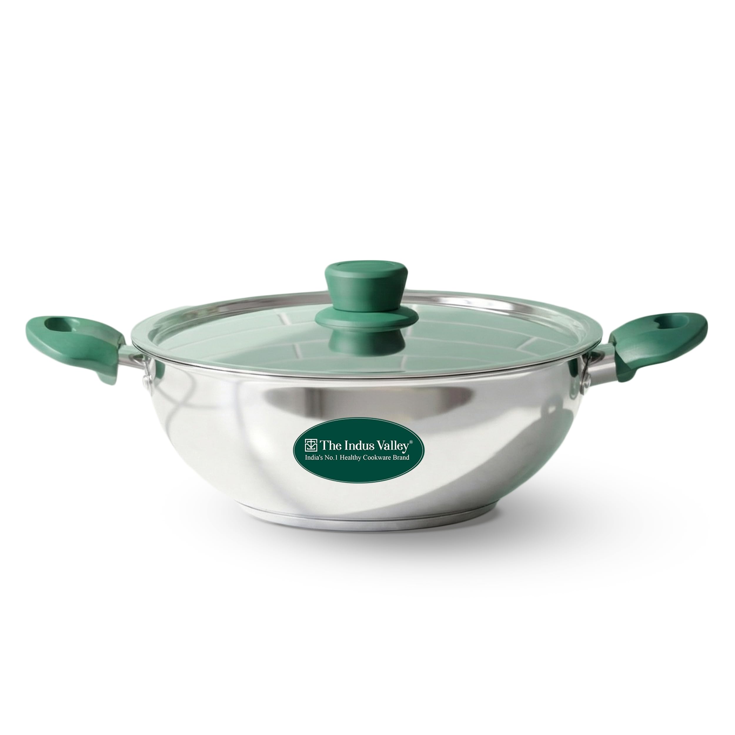 Stainless Steel Kadai/Kadhai with Steel Lid | 20.7cm/ 8.1 inch, 1.6Ltr, 0.84kg | Induction Friendly | 3-Layer Thick Bottom, 100% Toxin-Free, No Chemical Coating