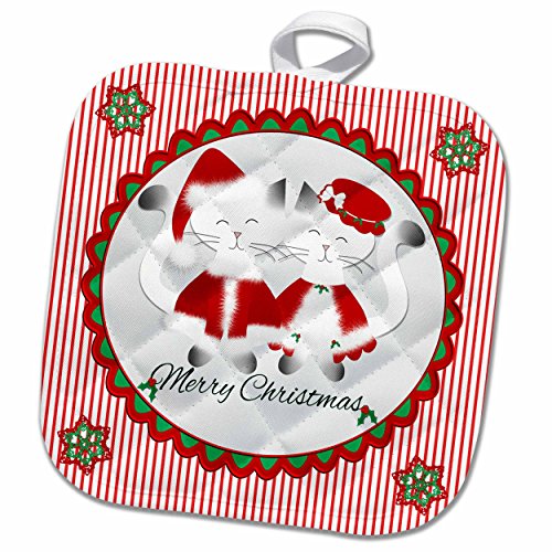 Agarrador de cocina blanco 3dRose de 8x8 cm textil para ollas calientes 2