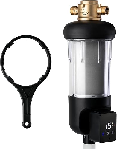 Miniatura 1 de iSpring WSP100ARJ - Filtro de agua de sedimentos giratorios tamaño jumbo mejorado gran capacidad reutilizable con módulo de descarga automática de