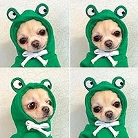 Vista 6 de XIAOYU Ropa para mascotas Sudaderas con capucha para perro, sudadera cálida, abrigo para cachorros, ropa de otoño e invierno, overol con capucha Rana