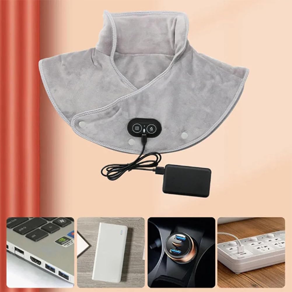 Almohadilla térmica portátil para Cuello y Hombros, Calentador de Cuello eléctrico USB para aliviar el Dolor, Envoltura de Cuello de Calentamiento rápido de 60 Segundos con 3 configuraciones de Tempe