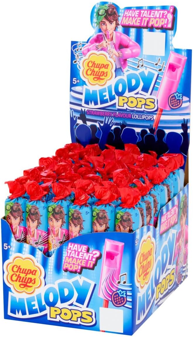 CHUPA CHUPS - Melody Pop Musical Lollipops - 48 x Strawberry Whistle Lollies