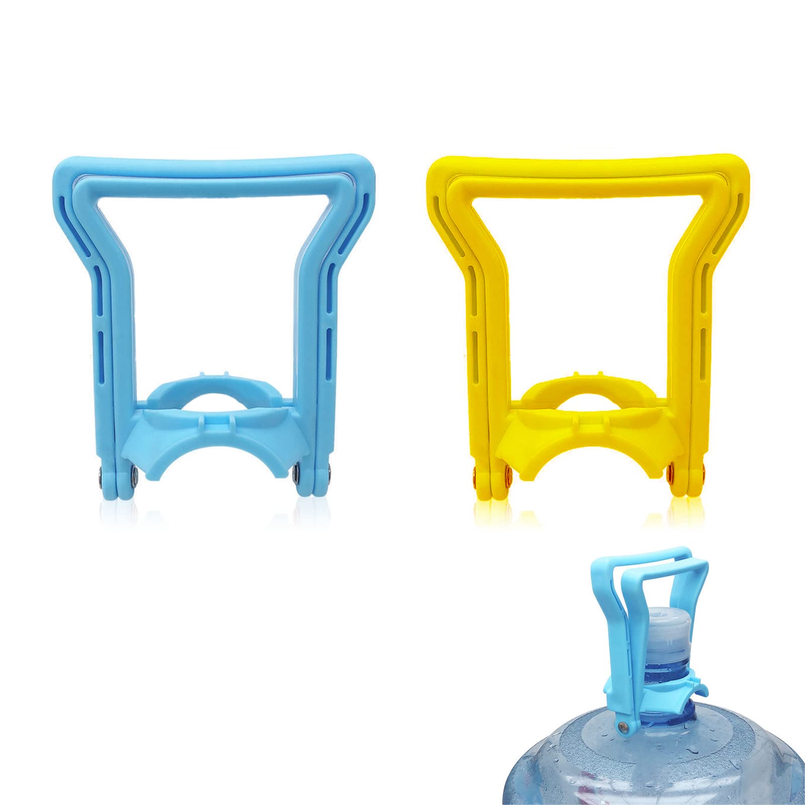 2 Pack Advanced Ergonomic 5 Gallon Water Bottle Handle,Drinking Water Bottle Handle,Fit 5 Gallon Water Bottle Caps,5 Gal Bottle Carrier,Water Bottle Lift with Handle (Blue & Yellow)