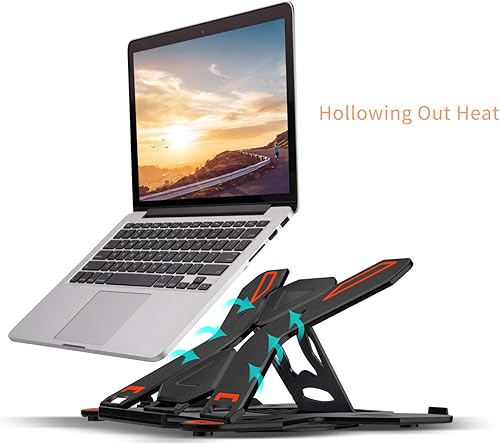Miniatura 3 de Soporte ergonómico ajustable para laptop para escritorio con soporte para teléfono y rotación de 360°, soporte portátil plegable para portátiles de