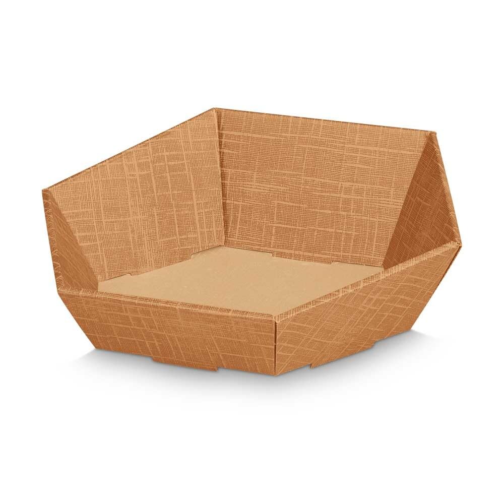 Geschenkkorb Seta 6-eckig Naturfarben klein 28 x 22 x 11 cm, 25 Stück