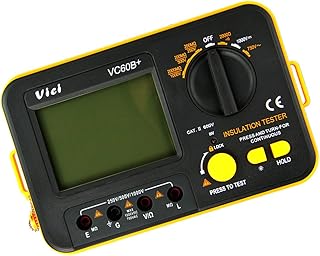 Digital Insullation Tester, Vichy Vc60b+ Digital Insulation Resistance Megohmmeter Meter Tester 9V DC into 250V/500V/1000V DC AC 750V