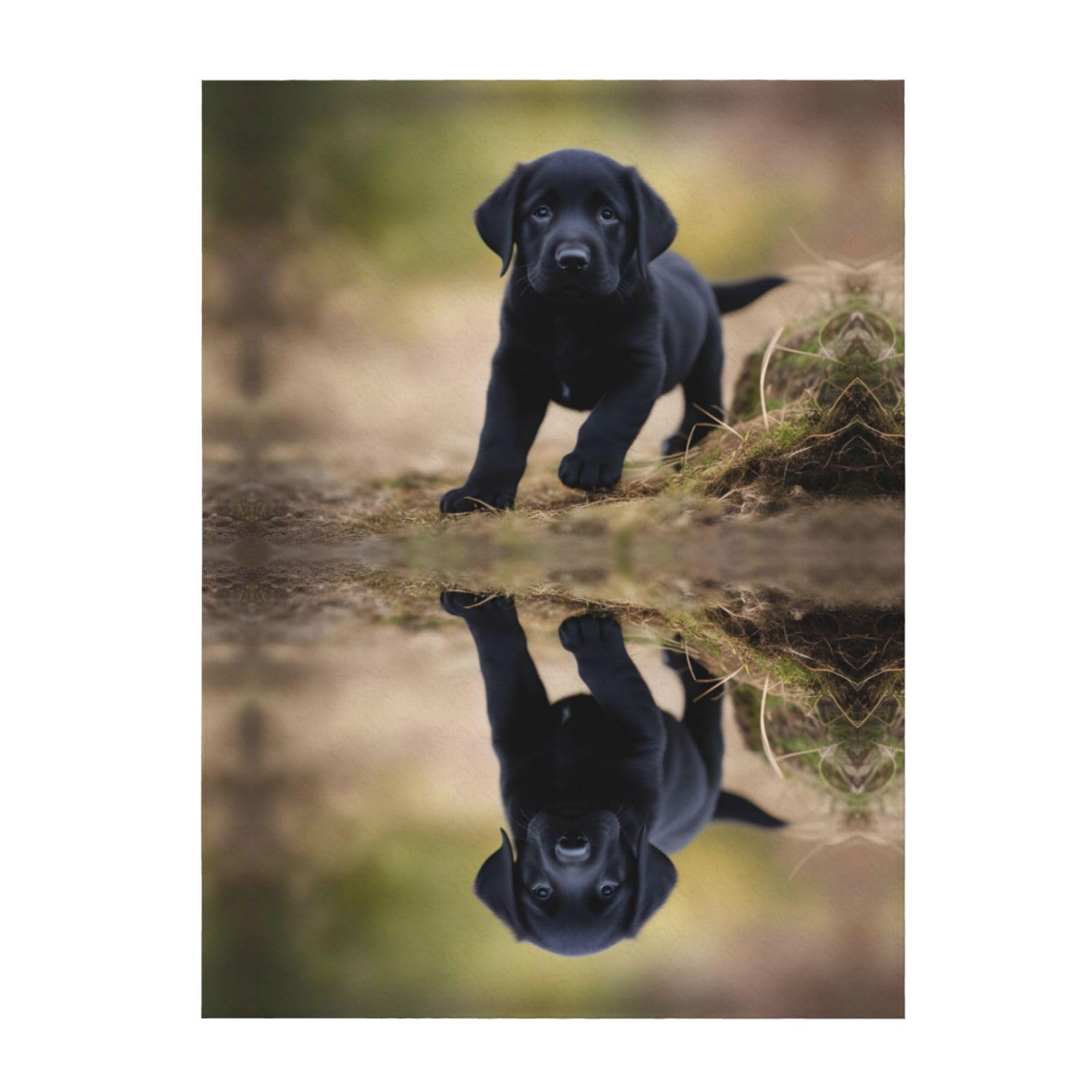 Couverture imprimée chiot labrador noir douce 152x127 cm pour lit et canapé