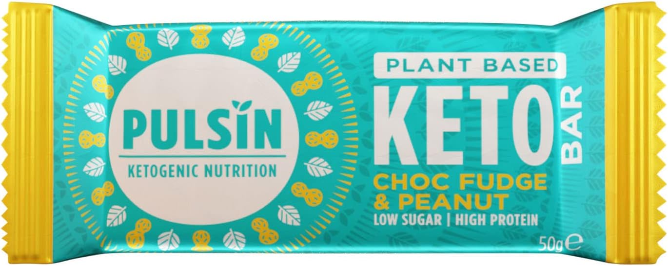 Pulsin Keto Vegan Protein Bar Choc Fudge and Peanut, 50g Amazon.co.uk