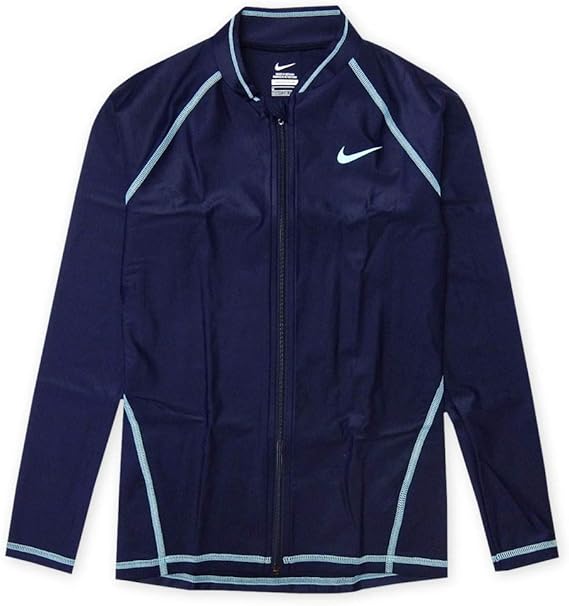 Amazon Co Jp 子供 ラッシュガード 長袖 スクール水着 スイムウエア Nike ナイキ 女の子 フルジップ Uvカット はっ水 ステッチ 女児 ジュニア ネイビー140cm ファッション