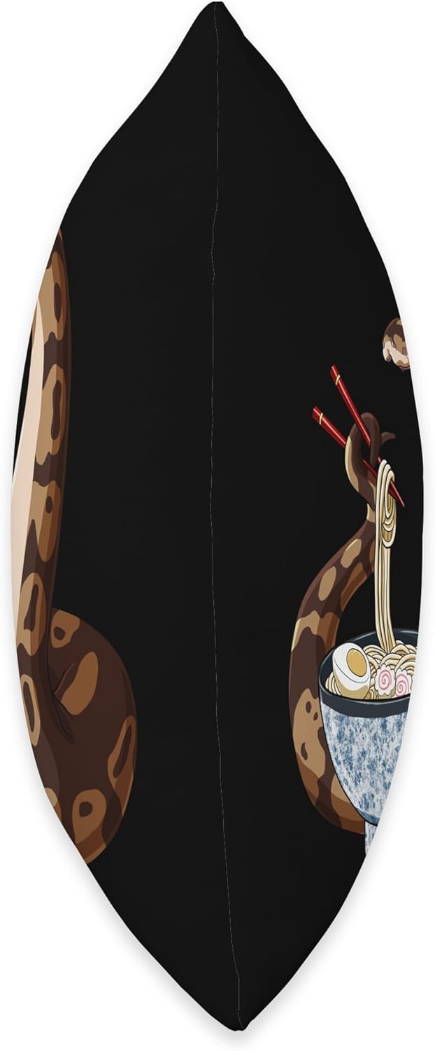 Funny Japanese Anime Snake Eats Ramen King Python Throw Pillow