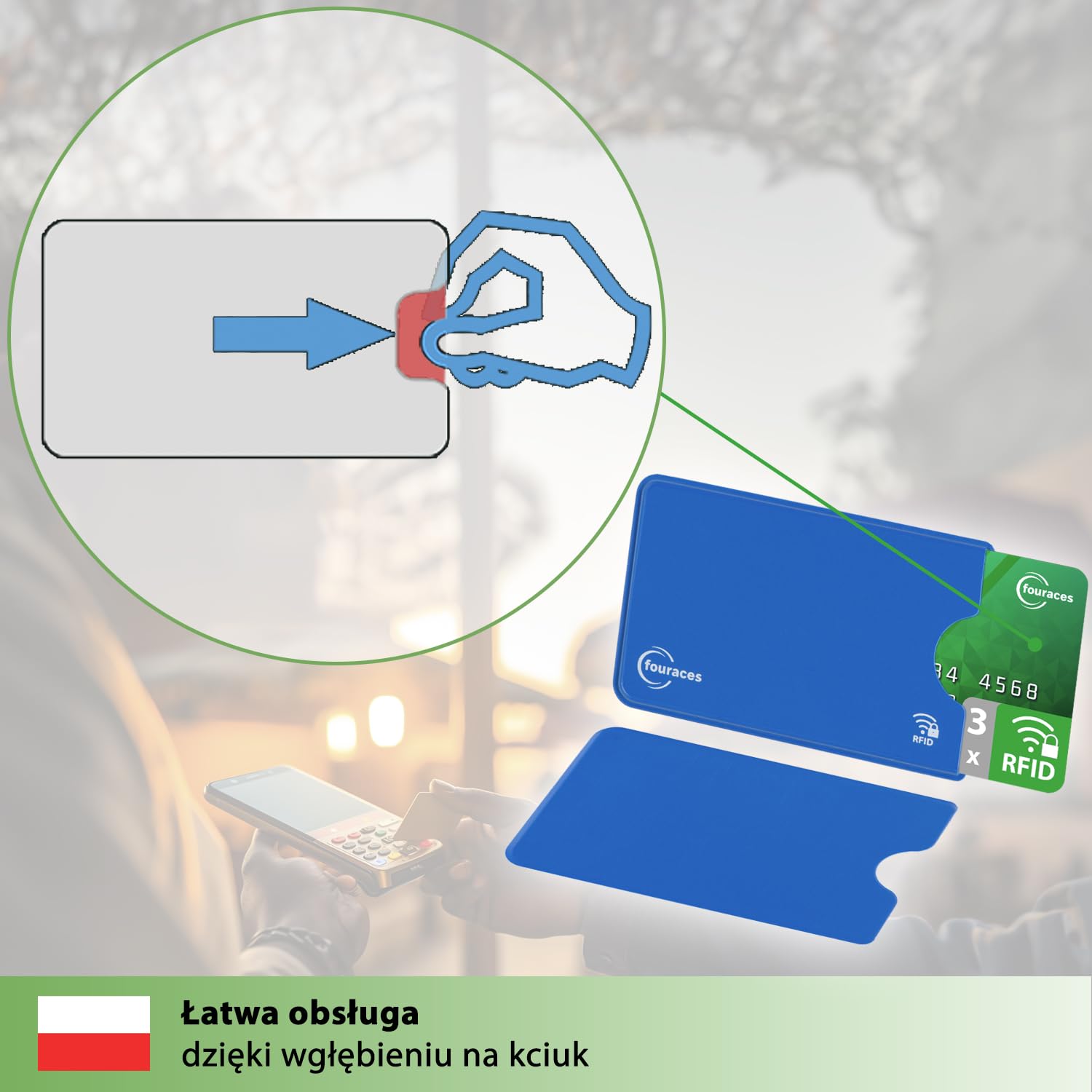 fouraces 3x etui ochronne z blokadą RFID – różne kolory – zabezpieczenie przed kradzieżą danych – etui NFC – etui na karty kredytowe i karty EC, etui na karty EC na karty bankowe