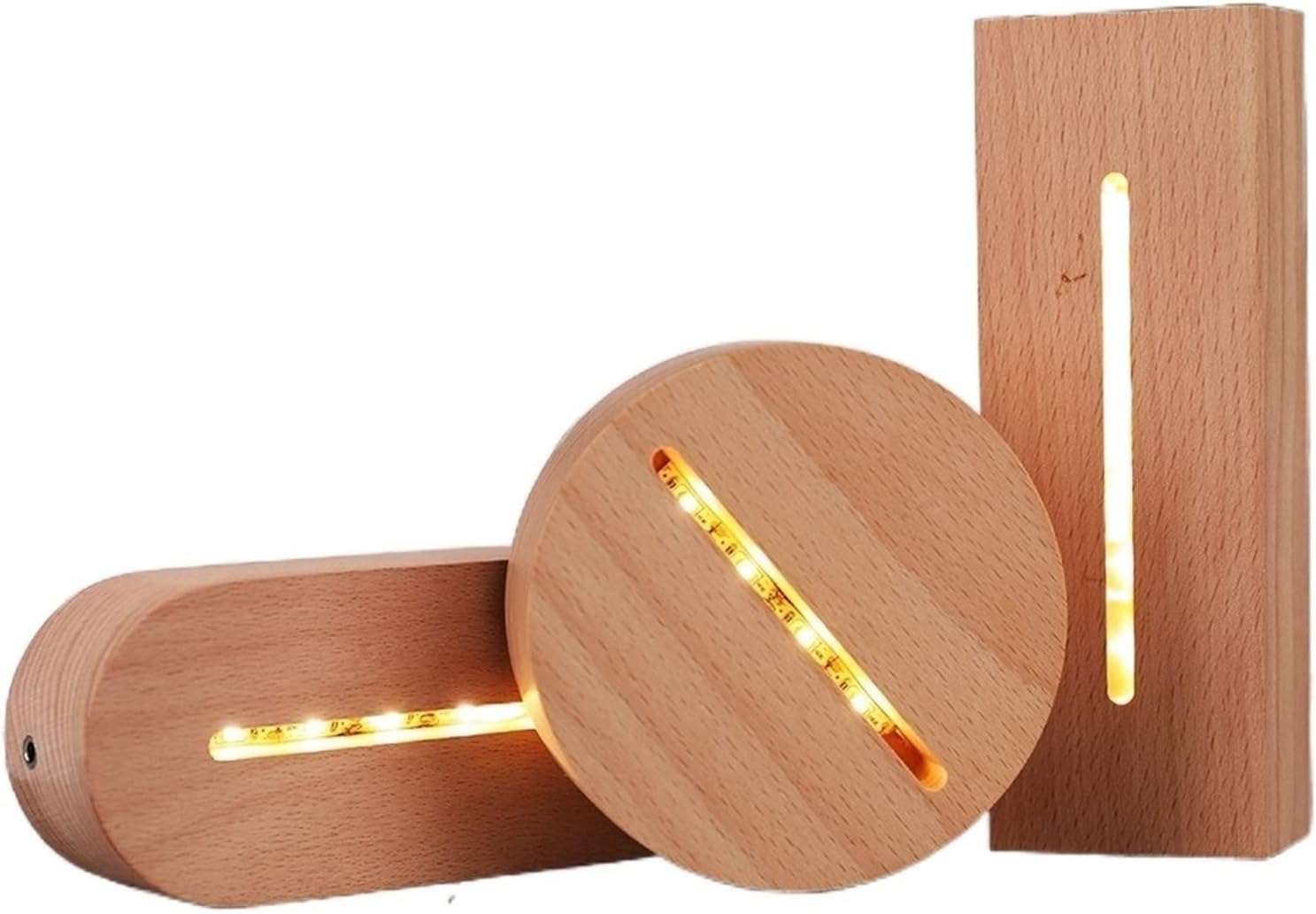 5PCS /セット3D木製ランプベース 導いたアクリルの暖かいランプホルダー照明アクセサリー組み立てベースのバルクのためのテーブルの