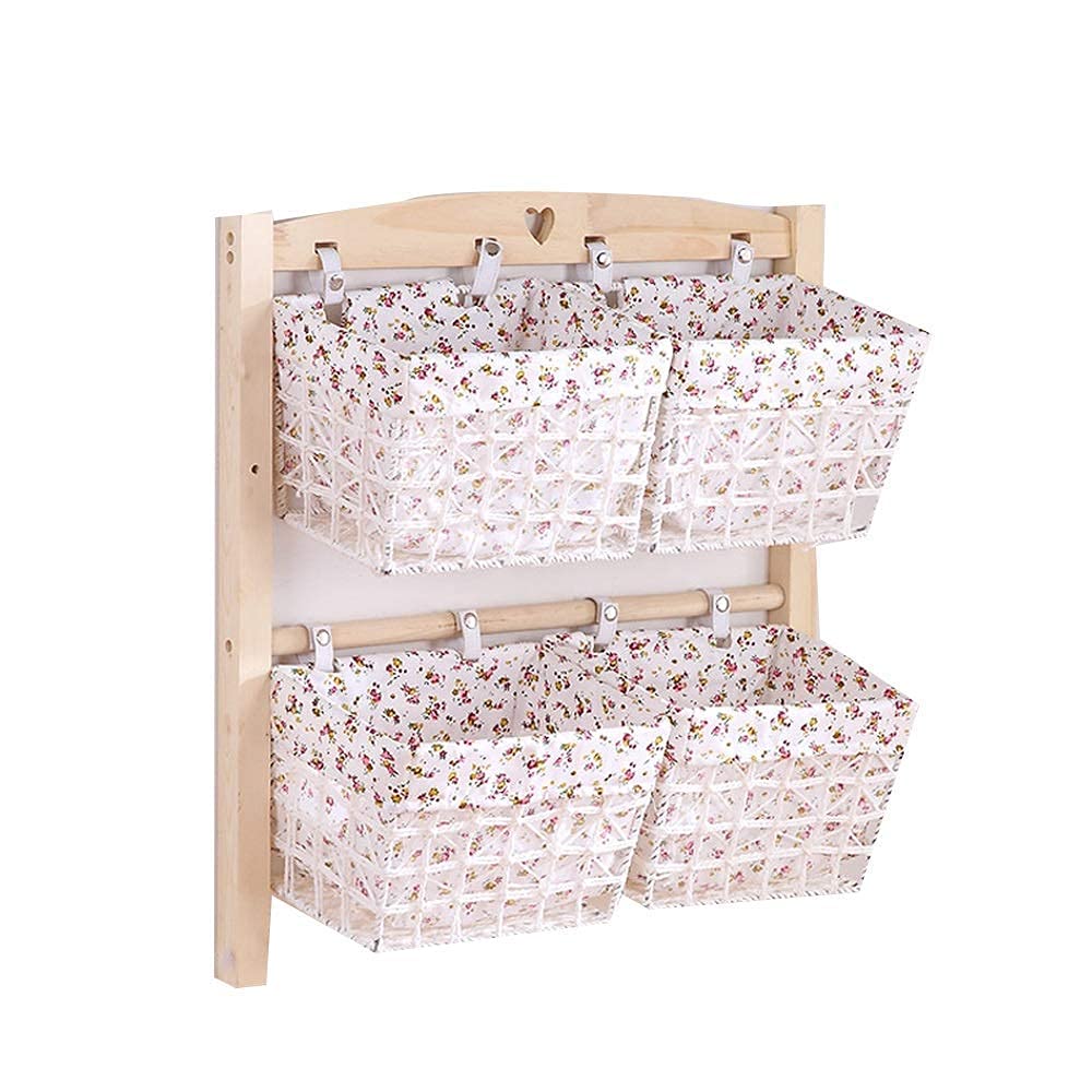 Étagères flottantes à panier de rotin multicouche pour stockage textile mural