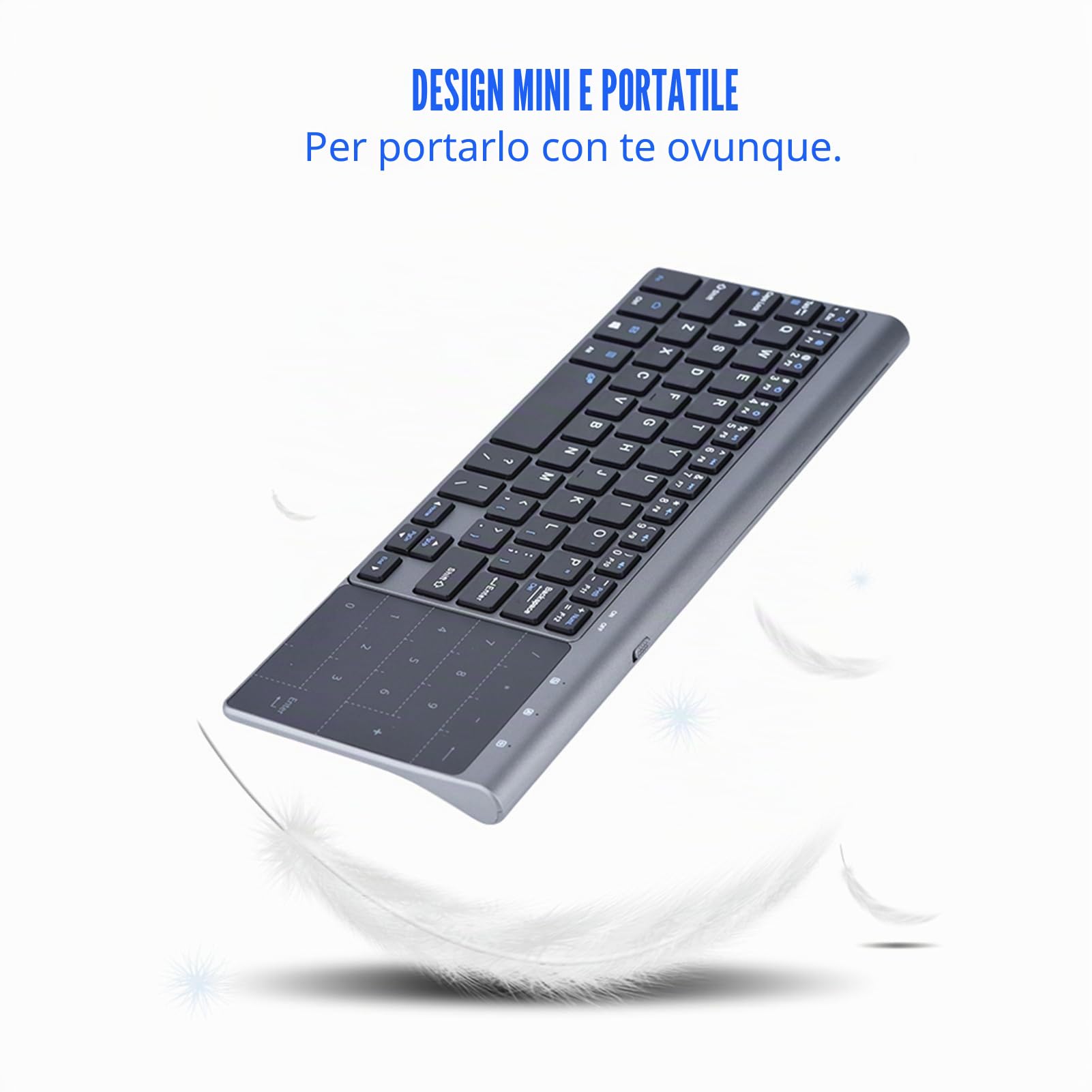Zerone Mini Tastiera Wireless 2.4Ghz con Touchpad Tastierino Numerico Tastiera Portatile Ultrasottile Mouse Combo per PC Laptop Smart TV HTPC Android