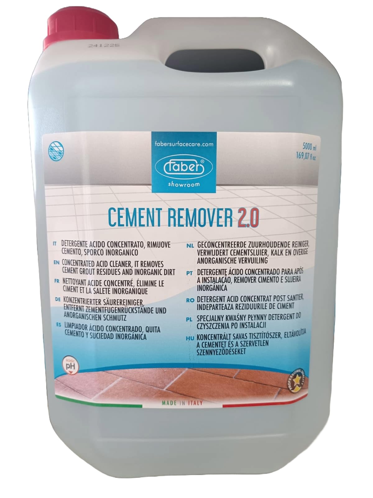 Faber Cement Remover 2.0 - Limpiador de ácido concentrado, 5 litros, elimina cemento y suciedad inorgánica Fine Obra