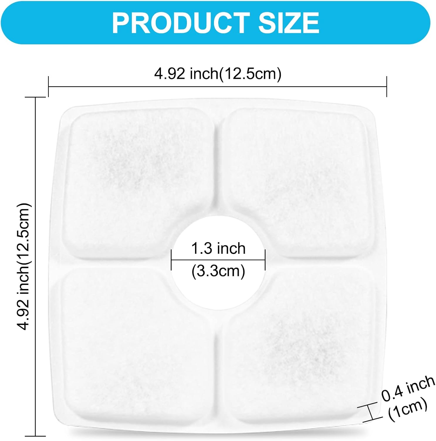 SEISSO Cat Fountain Filter Replacement, Cat Water Filters with Three Stage Filtration System for 84oz/ 2.5L Automatic Pet Fountain Dog Water Dispenser, 8 Packs