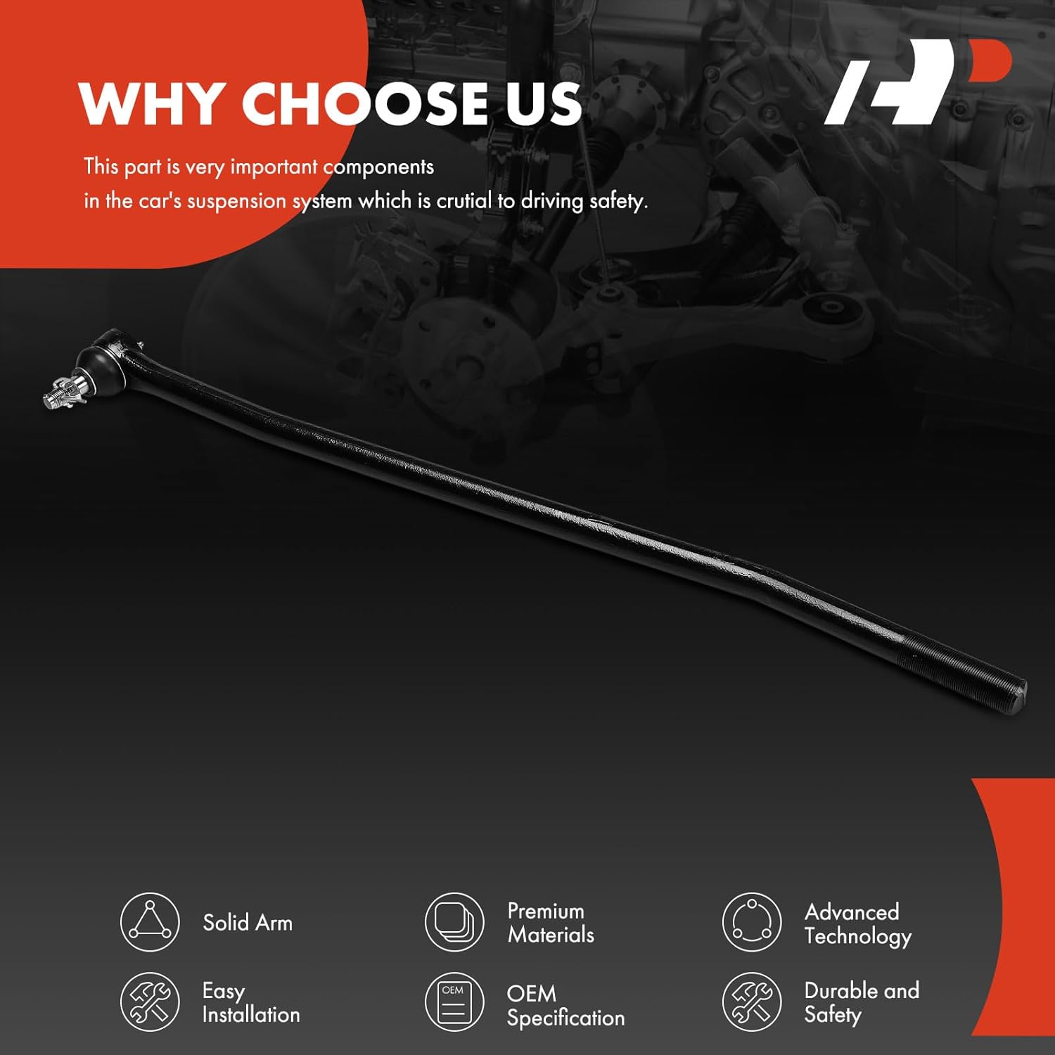 A-Premium Front Right Inner Steering Drag Link, Compatible with Ford F-350 F350 1985-1997, 4WD