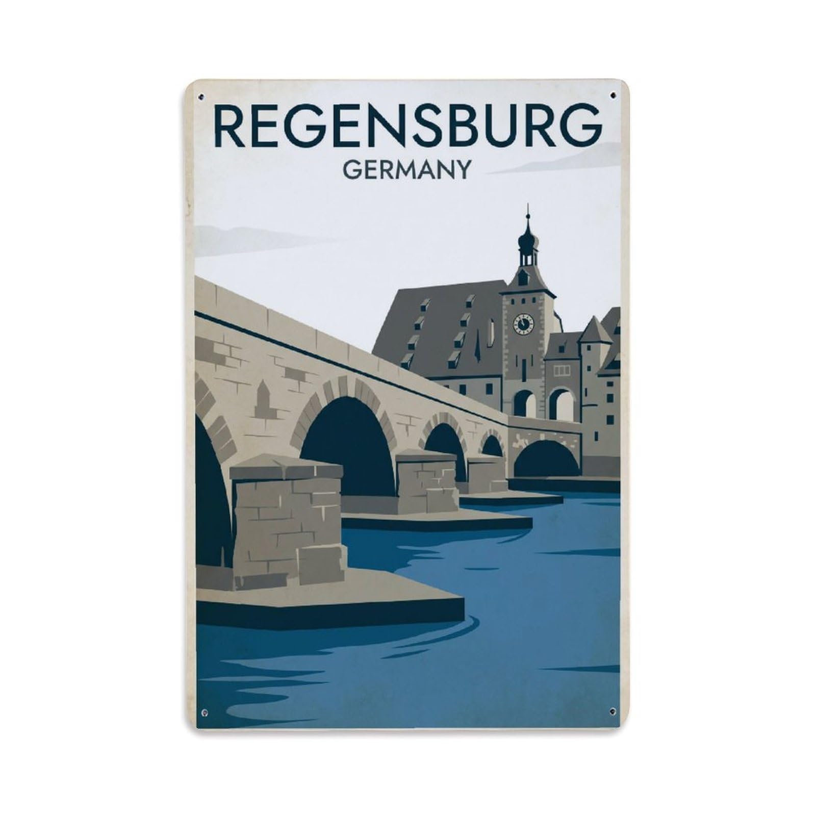 Vintage Germany Regensburg Travel Metal Tin Sign Plaque Wall Decor for Cafe, Club Bar, Office, Garden Metal Poster 8x12Inch