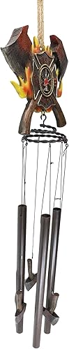Miniatura 4 de Ebros Gift Cresta de cruz maltesa con hacha de bomberos de doble cruzado, carillón de viento relajante resonante con tubos de metal, decoración de
