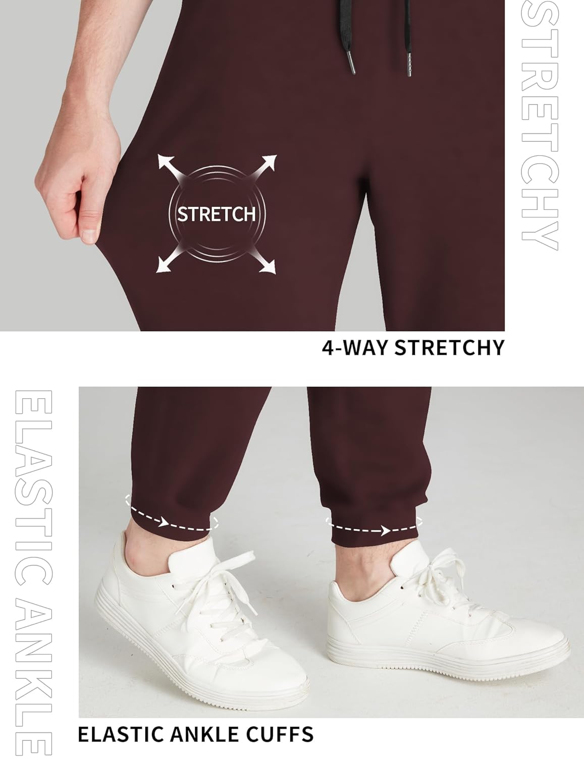 Idtswch 34/36/38/40 Long Inseam Mens Tall Sweatpants Fleece-Line Extra Long Joggers Pant with Zip Pockets - Image 4