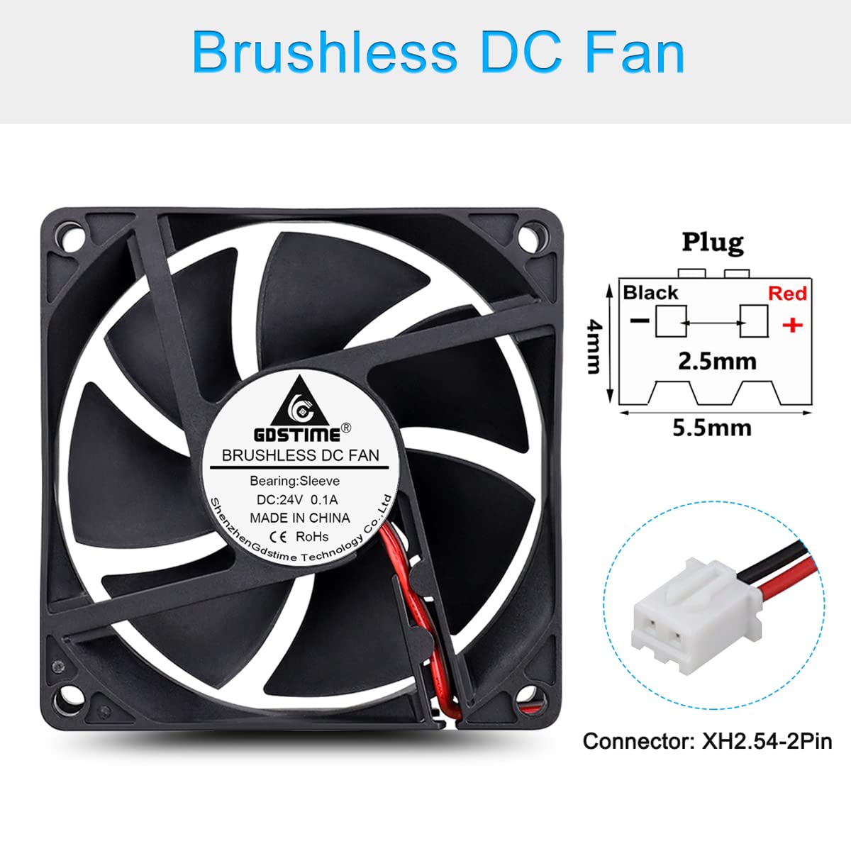 Amazon.com: GDSTIME 80mm x 20mm Fan, 80mm 24V DC Brushless Cooling