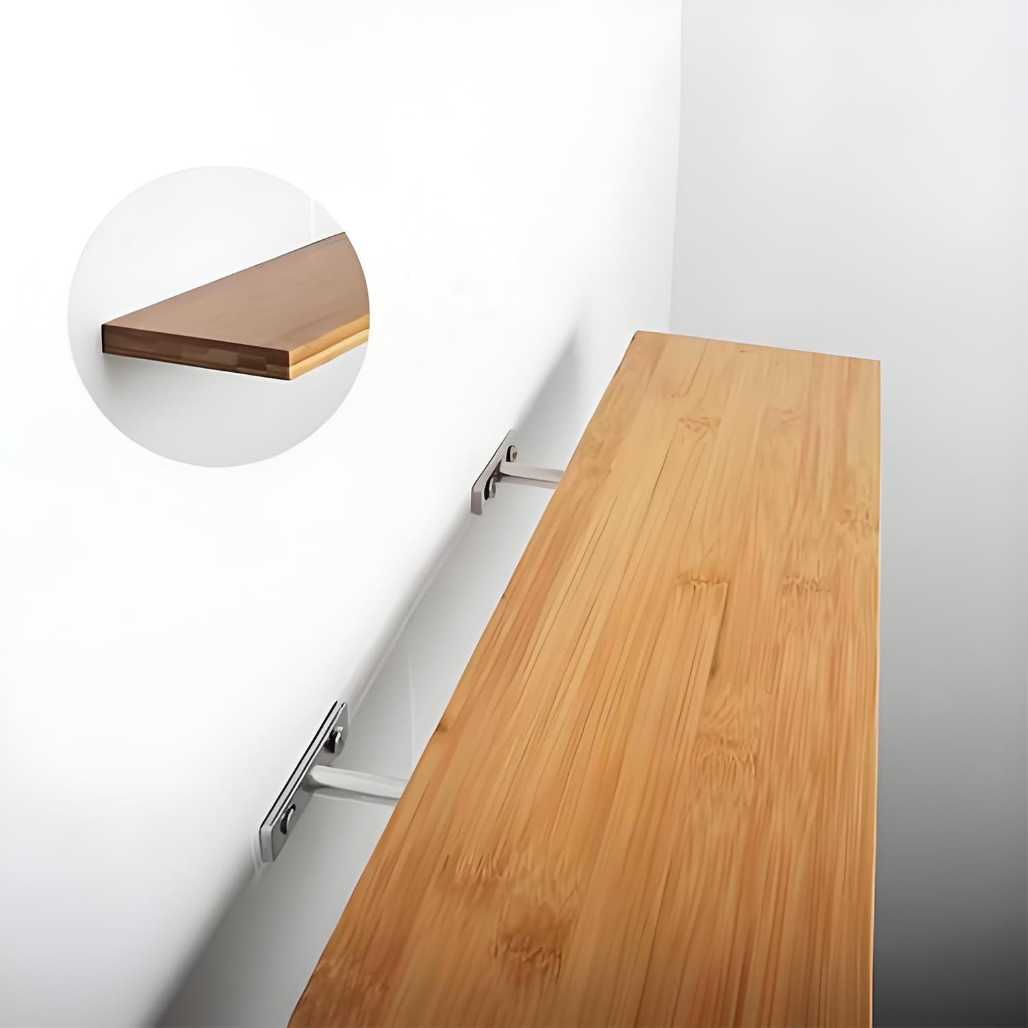 4PCS 2 Inch Silver Hidden Shelf Bracket Floating Shelf Bracket Metal Wall Decorative Shelf Wooden Shelf with Screw and Wall Plug